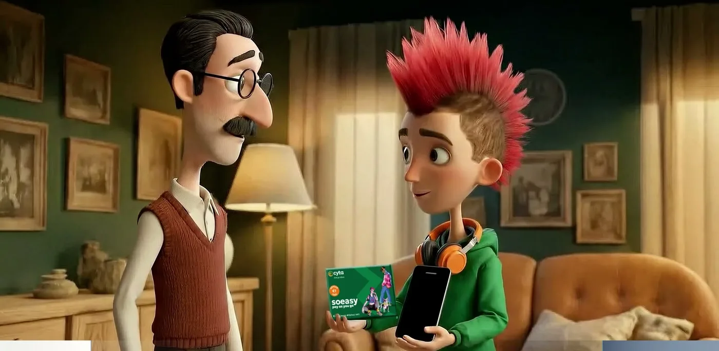Personajes animados del anuncio de TV soeasy de Cytamobile-Vodafone